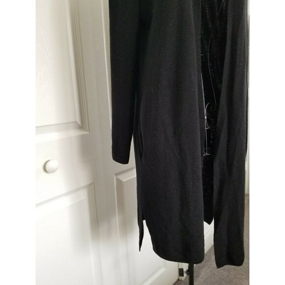 M.M. LAFLEUR Cardigan Sweater Merino Wool Black In Seam Pockets Womens Size (S) - Picture 2 of 9